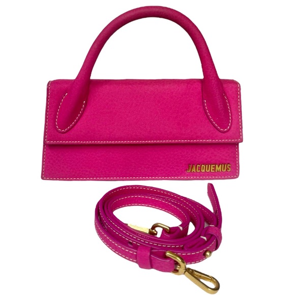 Jacquemus Le Chiquito Long Nubuck Cross Body Purse Handbag in Pink - Picture 5 of 17